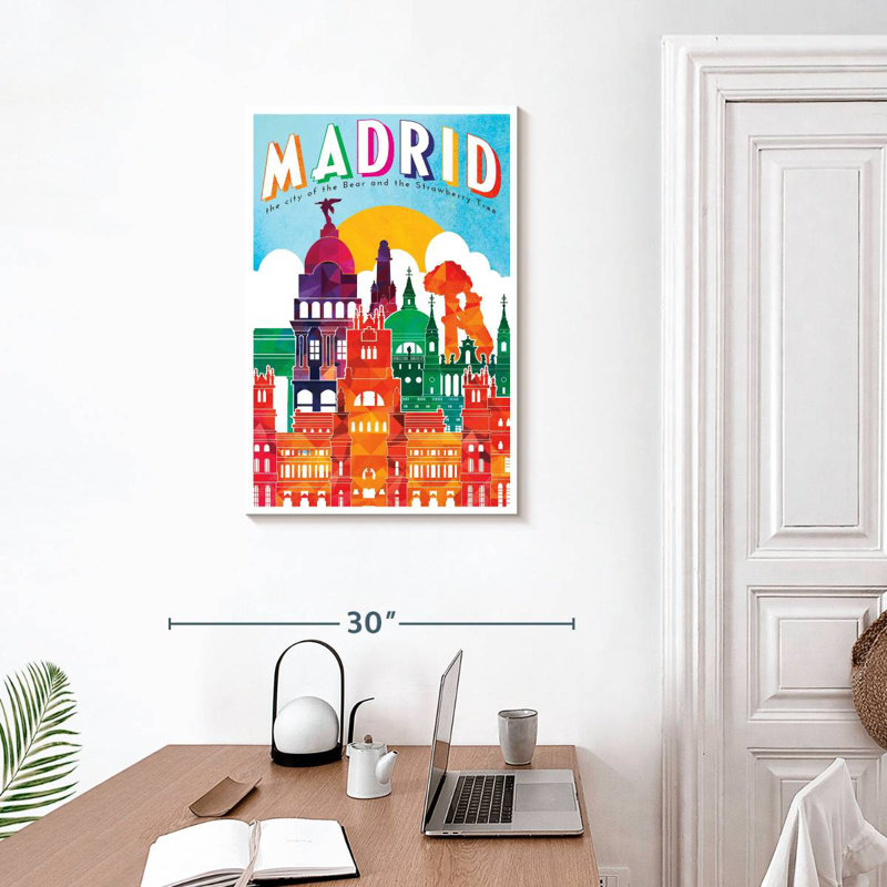 Affiche rétro de Madrid, Madrid, H 30 po x l 20 po