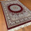Tapis décoratif en soie de style persan rouge de conception unique 4 pi x 6 pi noué à la main