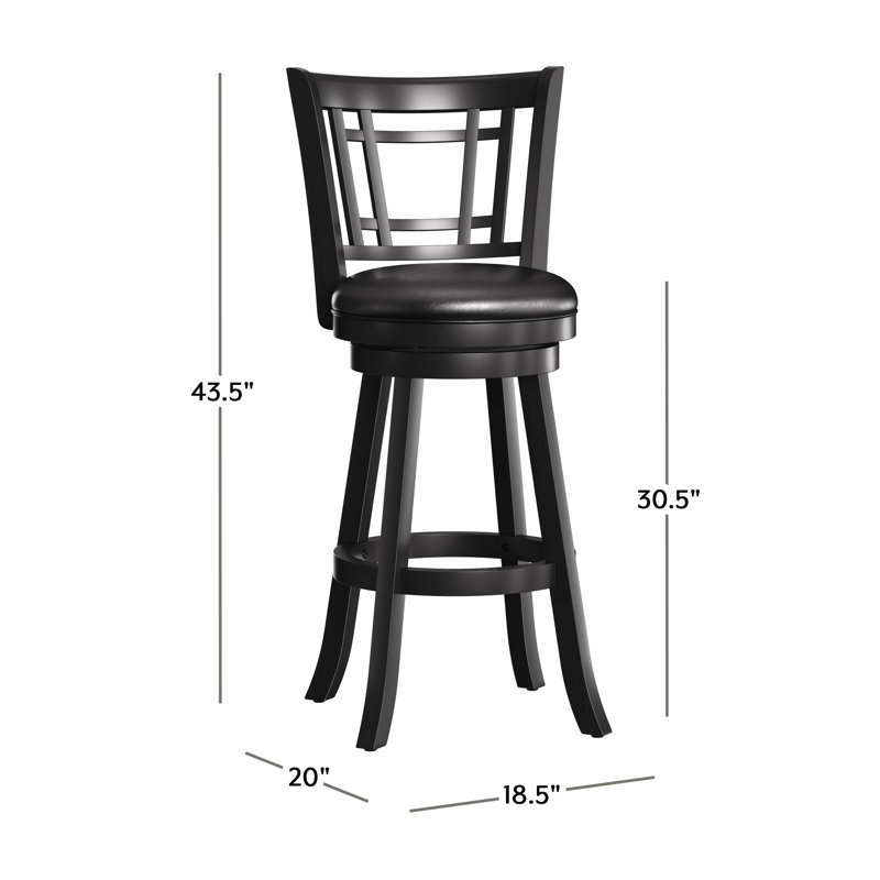 Henock Swivel Upholstered Counter Stool, Black, Bar Stool (30.5" Seat Height)