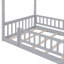 Structure de lit simple en bois avec clôture-681064687