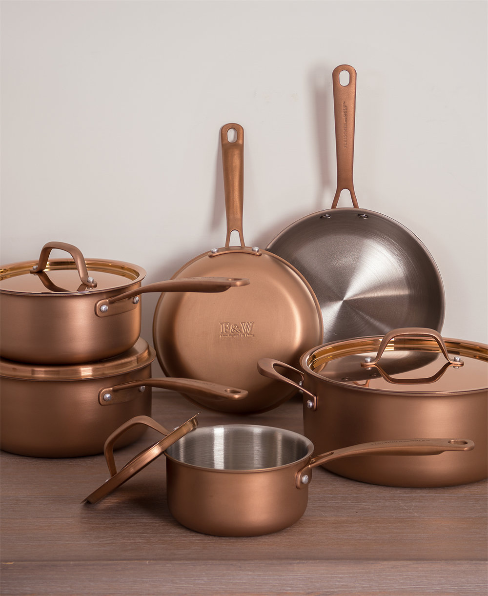 Gibson Home Ansonville 8 Piece Stainless Steel Cookware Set with Rose Gold Handles