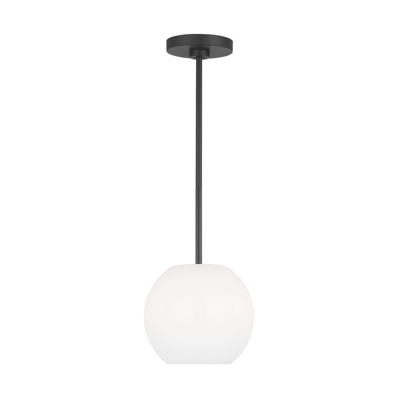 Luminaire suspendu simple à 1 lumière Frans, Noir mat, Non