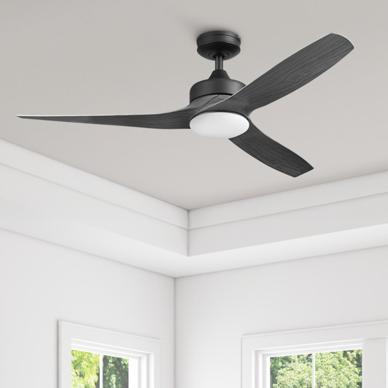 Lynton 52" Indoor Outdoor Ceiling Fan with Remote and Color Change Light Kit Included, Brown