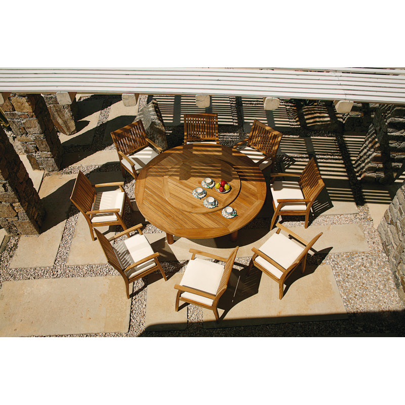 Drummond Outdoor Round Teak Dining Table, 28" H x 59" W x 59" D