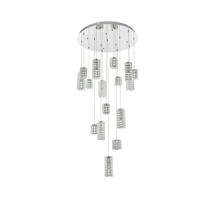 Luminaire suspendu Aston 32 pouces à DEL en or satiné, Chrome