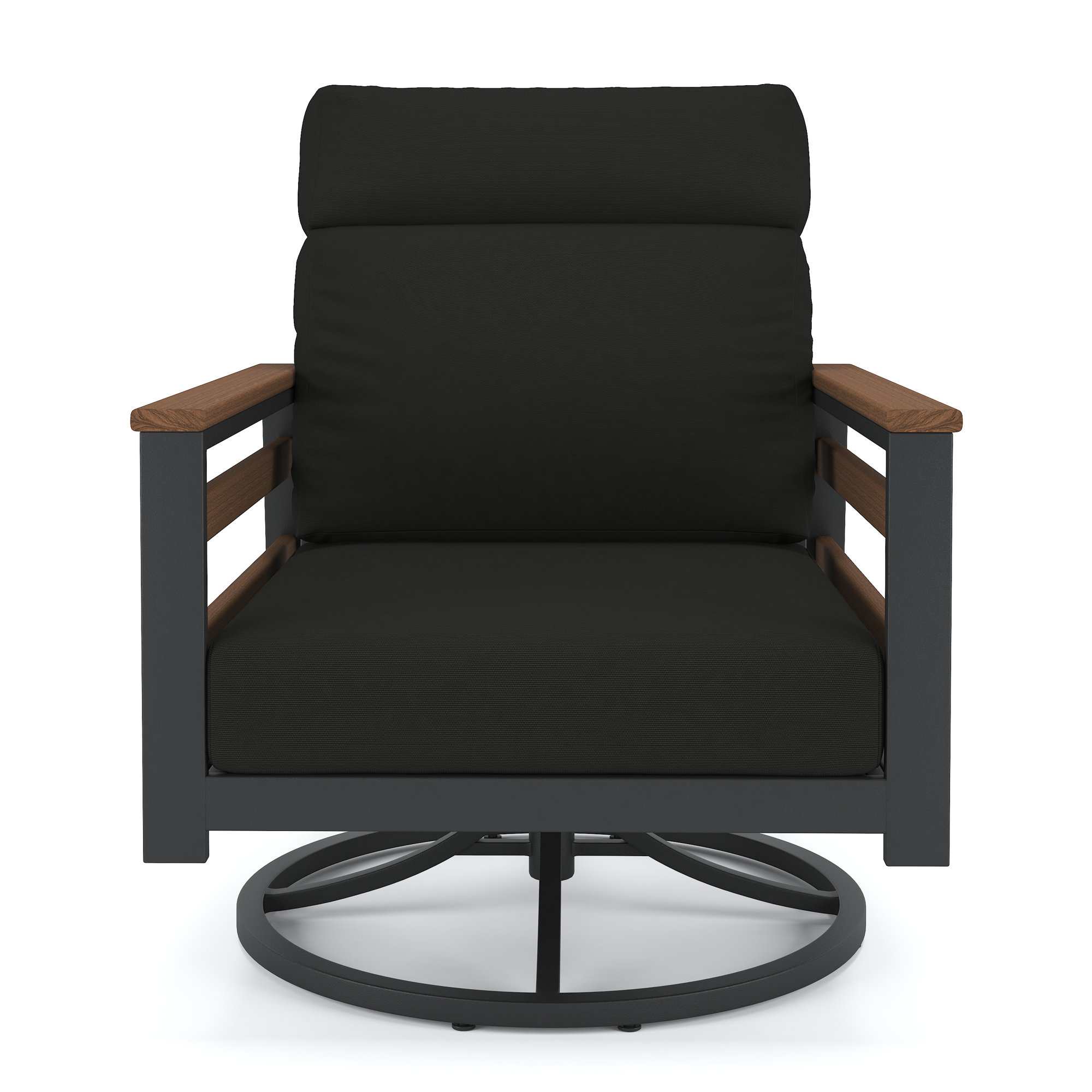 Townsend Metal Outdoor Rocking Chair With Sunbrella Cushion, Canvas Black, Brown