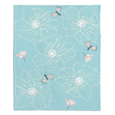 Couverture de sherpa turquoise doux papillon anemone