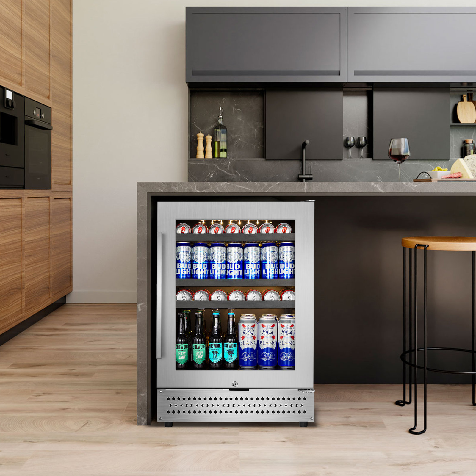 TAZPI 24" Built-in or Freestanding 210 Cans (12 oz.) Beverage Refrigerator with Glass Door | Fridge.com