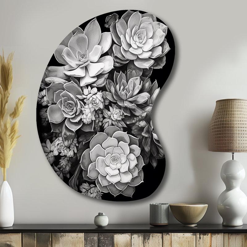 Gris gris noir résilience - décoration murale asymétrique florale en métal, sculpture murale en métal de forme irrégulière