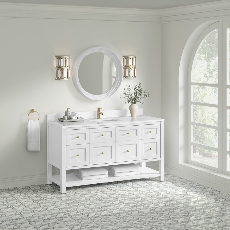 Breckenridge 60'' W Single Vanity, Single Hole, Bright White, White Zeus