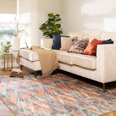 Vintage Look Cotton Flatweave Area Rug