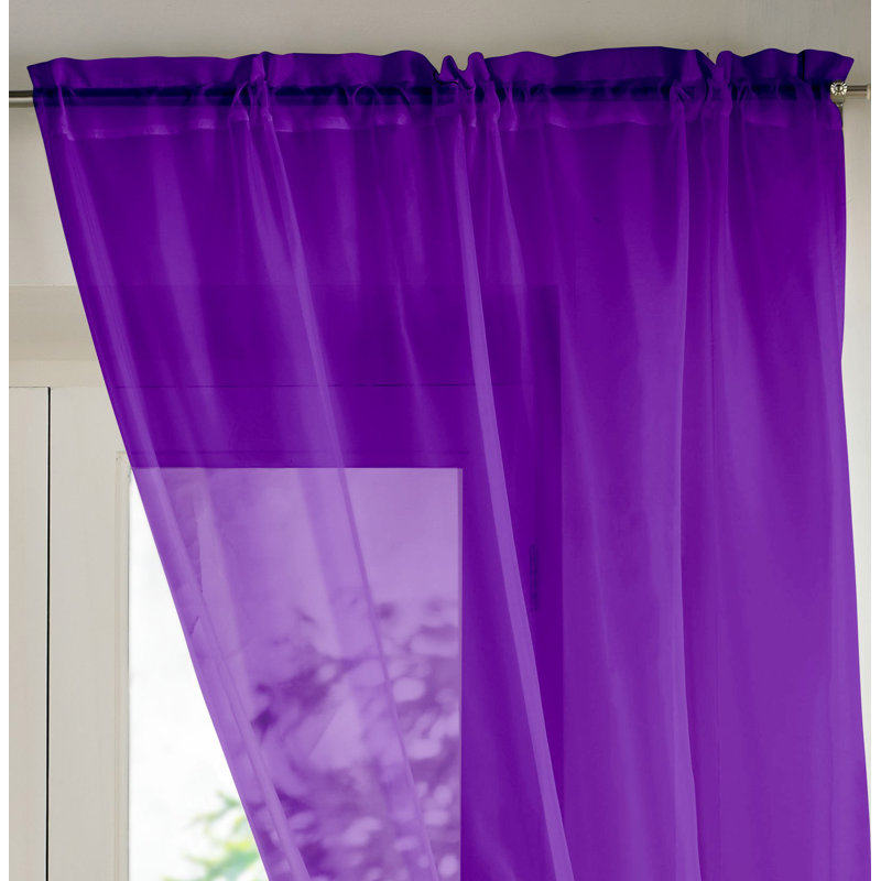Billerica Sheer Curtain Single Panel, Purple, 145 W x 229 D cm