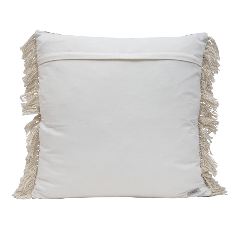 Fringed Cotton Throw Pillow