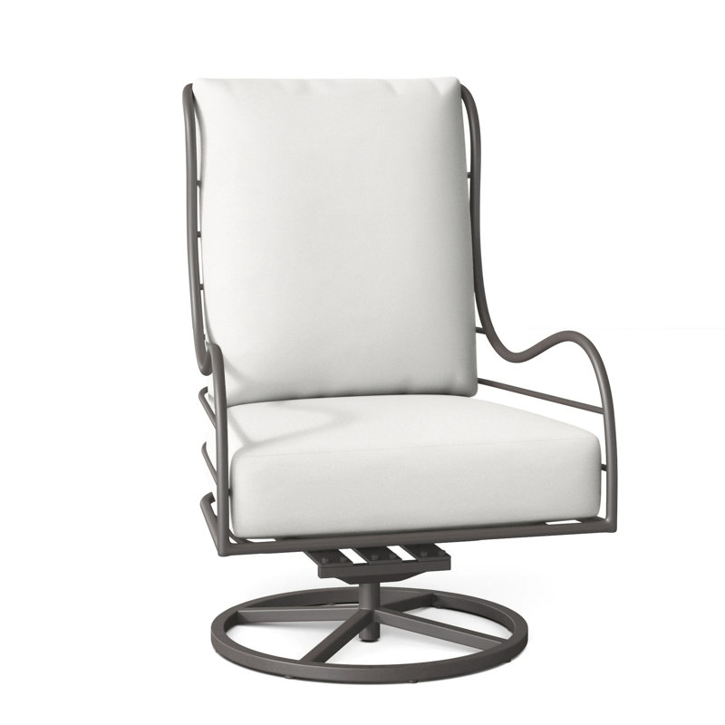 Outdoor Carmel Rocking Metal Chair with Cushions, No Welt, Linen Forest
