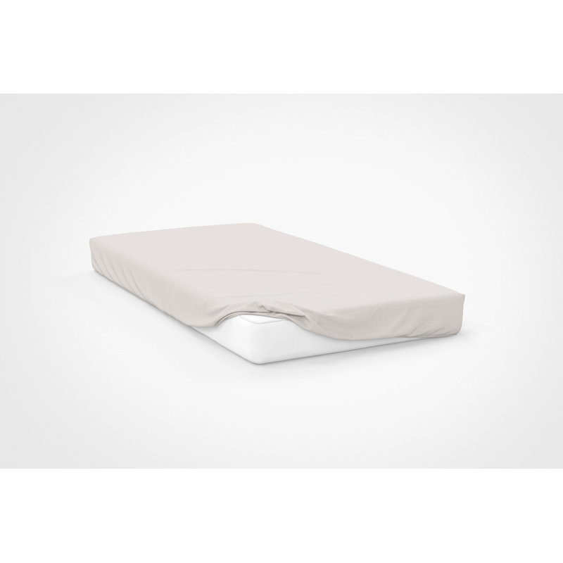 Sateen Fitted Sheet, Double (4'6), Ivory