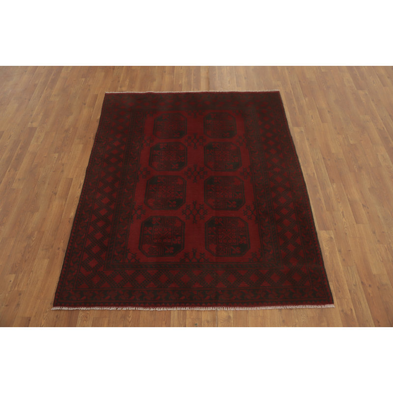 Tapis oriental rouge géométrique 5 x 7