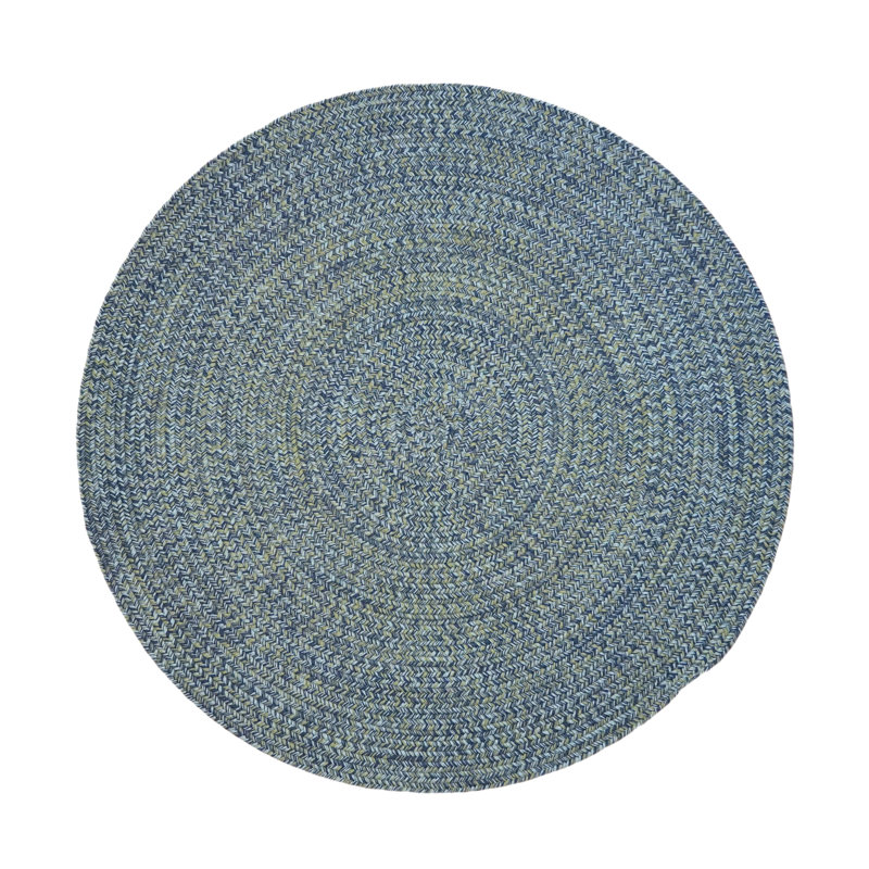 Tapis rond en tweed bleu côtier Tanzeer, Rond 5 pi
