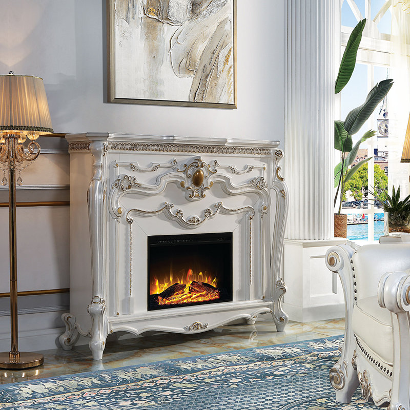 Massa 59'' W Electric Fireplace with 1500 BTU, Antique Pearl