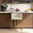 26" Counter Height Bar Stool Barrel Counter Stool With Backrest,Off White Fabric Linen Golden Metal-993043390-990087648
