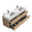 Meuble-lavabo de 60 po avec lavabo en quartz d'ingénierie et tiroirs noirs doux, meuble-lavabo mural flottant pour salle de bain moderne-645882942