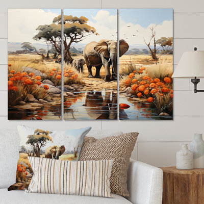 «African Natures Symphony» sur toile, reproduction de 3 pièces