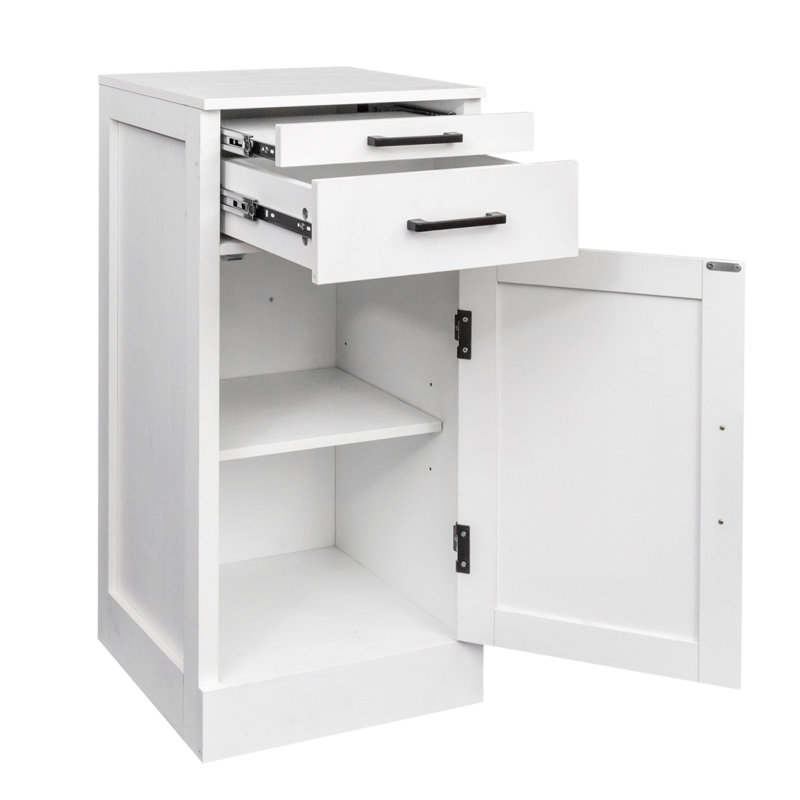 Crédence de rangement à 2 tiroirs de 17,8 po de largeur, White