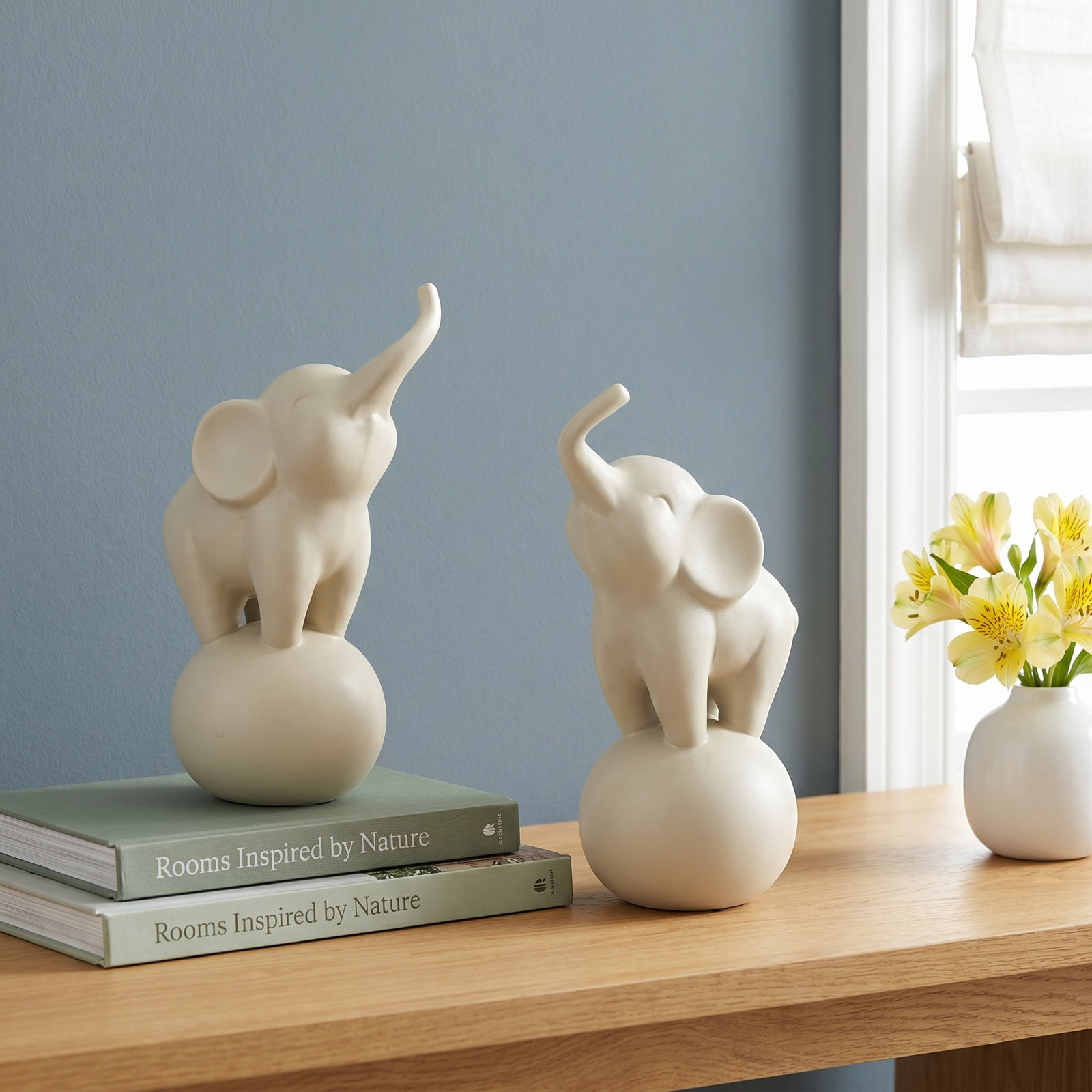 Ceramic Trumpeting Elephant Sculpture