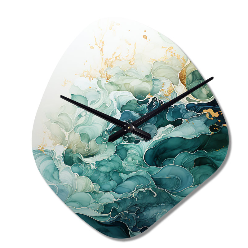 Horloge murale en métal bleu sarcelle Minimalisme Serenity In Motion - forme minimaliste, horloge murale asymétrique moderne