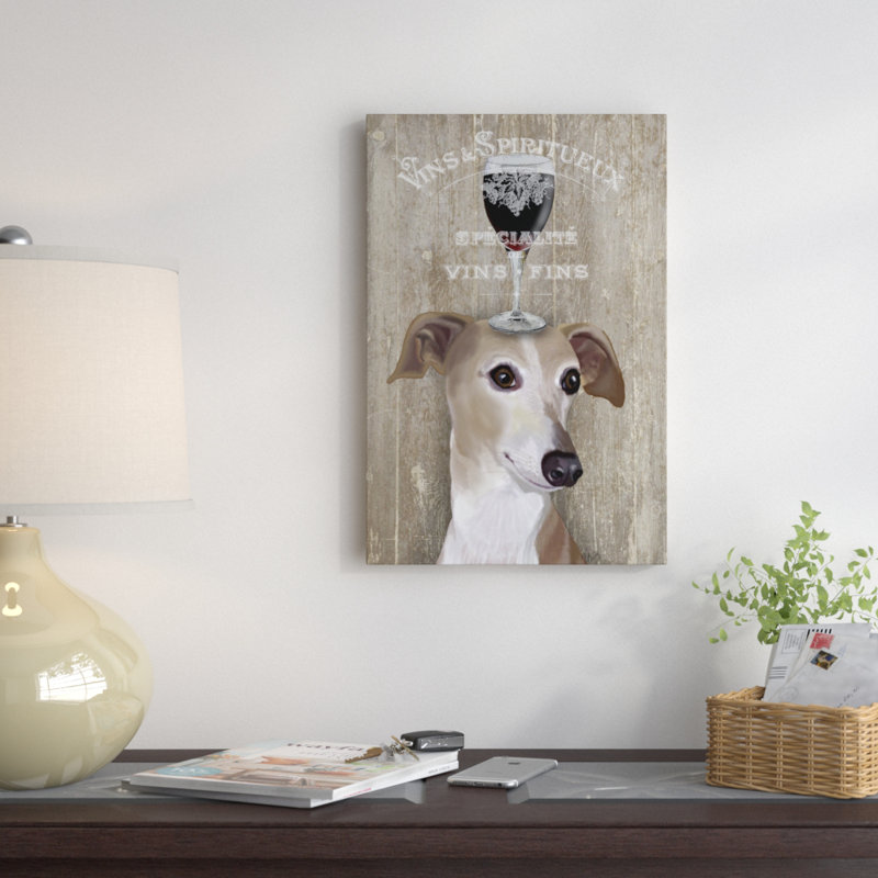 « dog aou vine grayhound », impression sur toile, Toile tendue, Pas de tapis, H 60 po x l 40 po x P 1,5 po