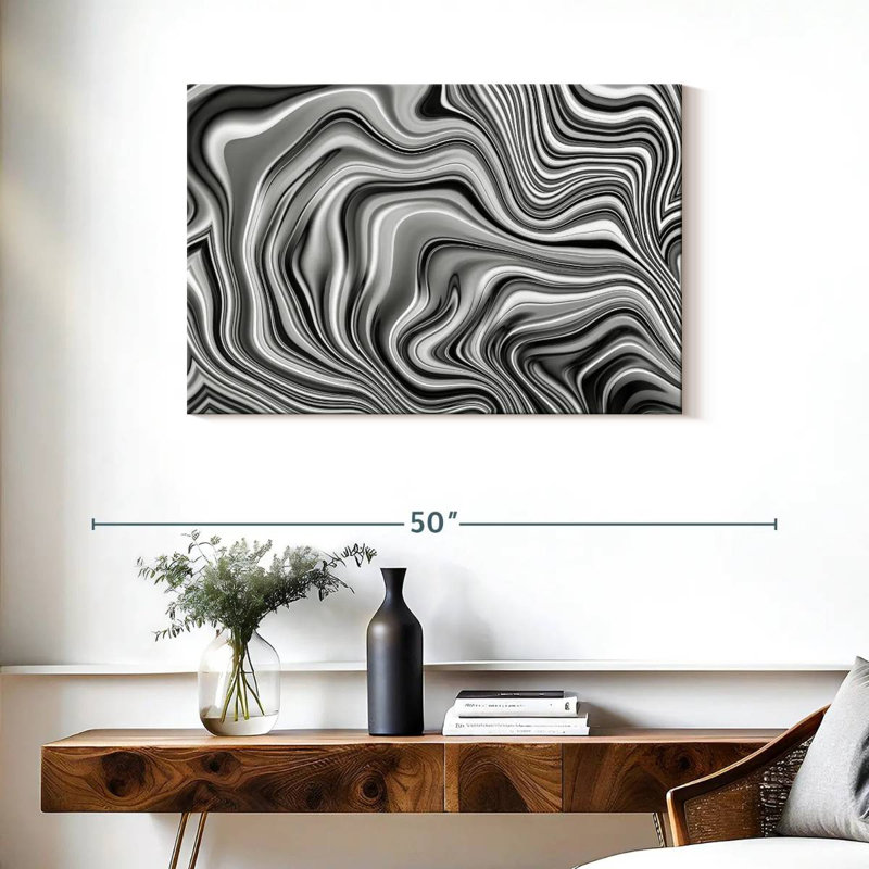 Avery Large Grey Abstract, 24" H x 36" W