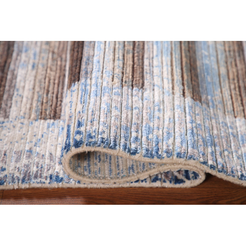 Tapis rayé à motif abstrait moderne 4 x 6