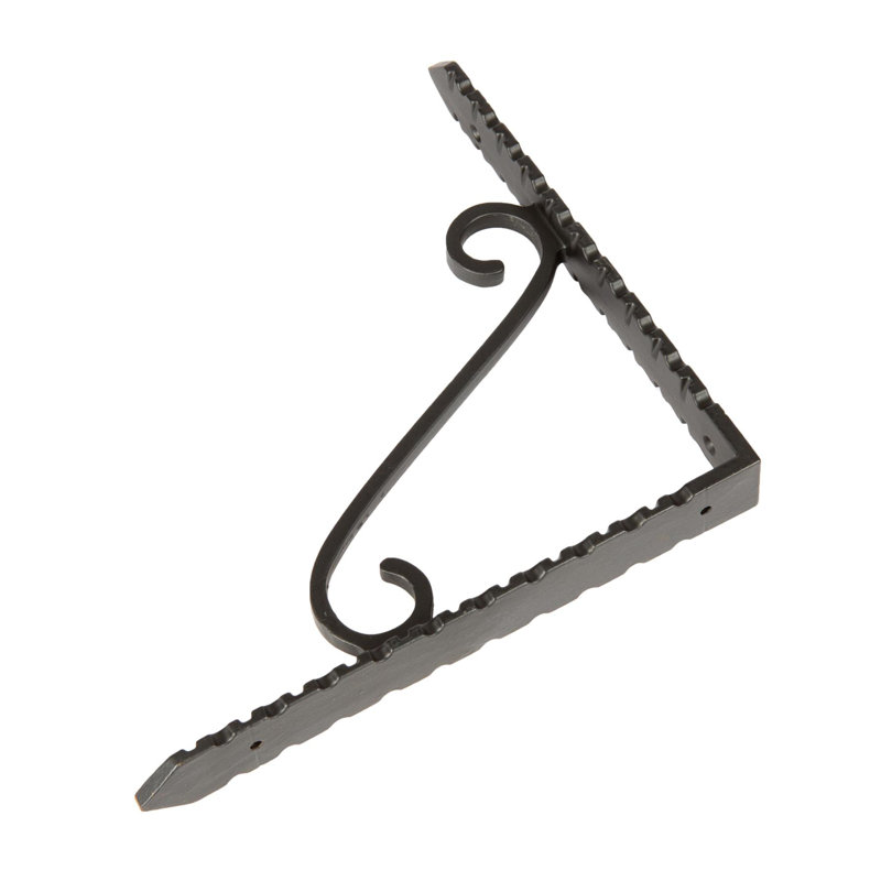 Hammer & Tongs - Notched Scroll Iron Shelf Bracket - D205mm - Black