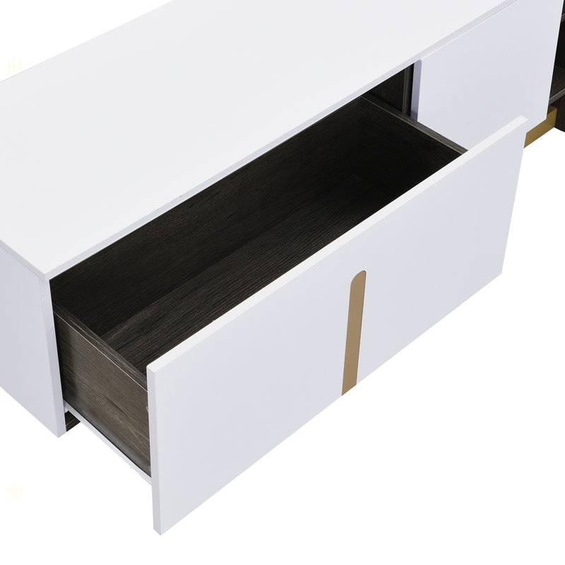 Ensemble 2 pièces de meuble télé et table basse Modern Light Luxury, Blanc