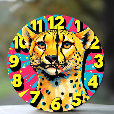 Colorful Cheetah Wall Clock Home Decor Design