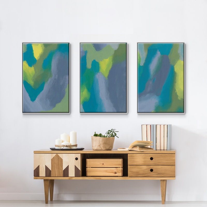 "Lost In Memories I", reproduction sur toile 3 pièces, Blanc, H 27 po x l 54 po x P 2 po
