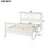 Lit double en bois blanc avec tête de lit de 42 po, 26,3, 10 lattes robustes et lit stable, facile à entretenir