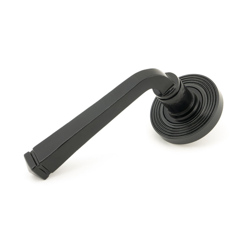 Avon Round Lever on Rose Set (Beehive), Black