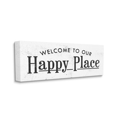 " Welcome To Our Happy Place Phrase Minimalist Design " by Daphne Polselli