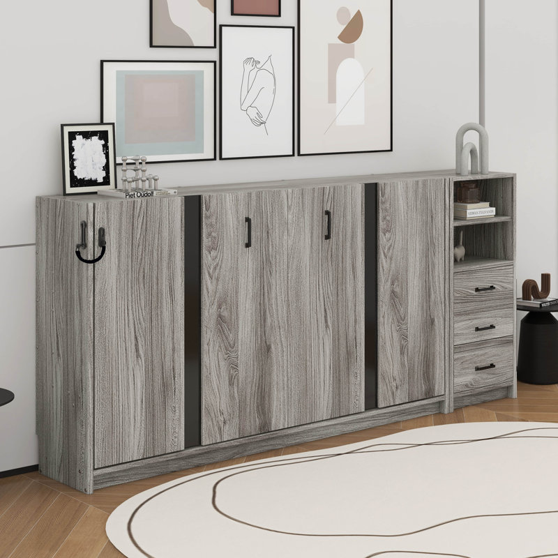Lit escamotable simple avec tiroirs et lumière DEL, peut être plié dans une armoire