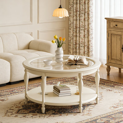 Cream-style Double-layer Round Coffee Table