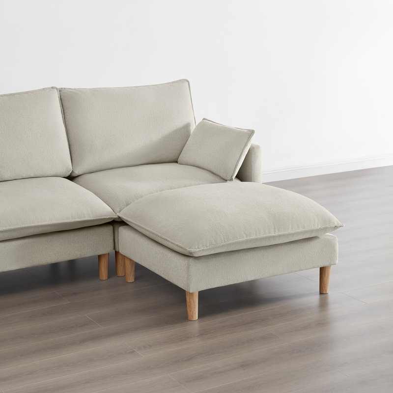 Canapé modulaire rembourré avec repose-pieds 107 po Clegg, Polyester gris