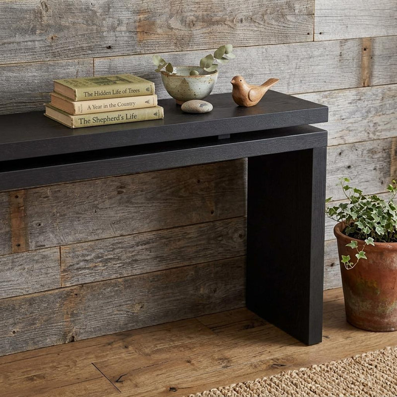 Table console double plateau en bois noir de 60 pouces
