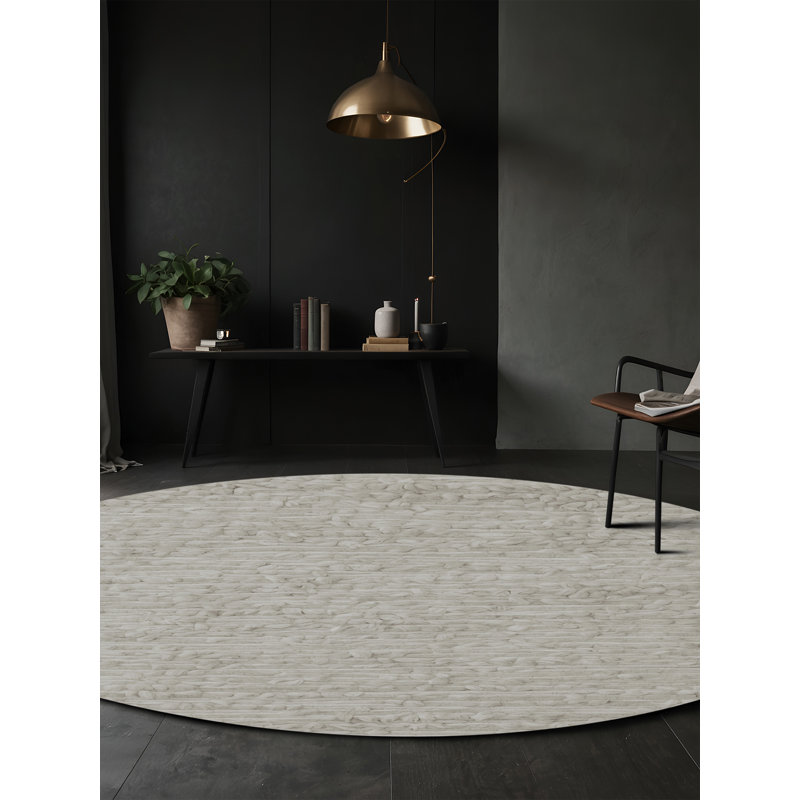 Machine Washable Gray Area Rug, Round 7'