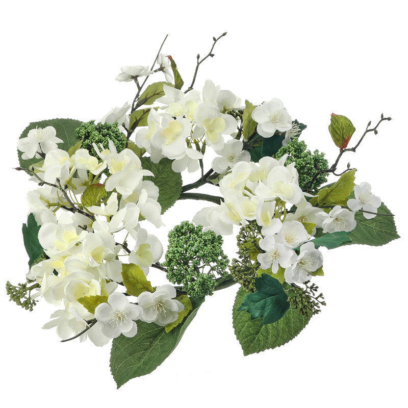Couronne d'hortensia de jardin 16 po, Blanc