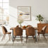 7-Piece Rectangular Wood-Look Dining Table Set With 6 Upholstered Chairs