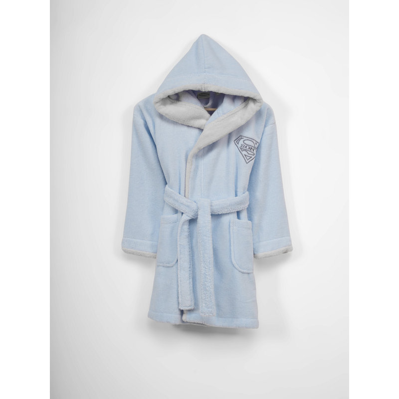 Peignoir 100% coton mi-mollet avec poches et capuche pour enfants, Enfants P