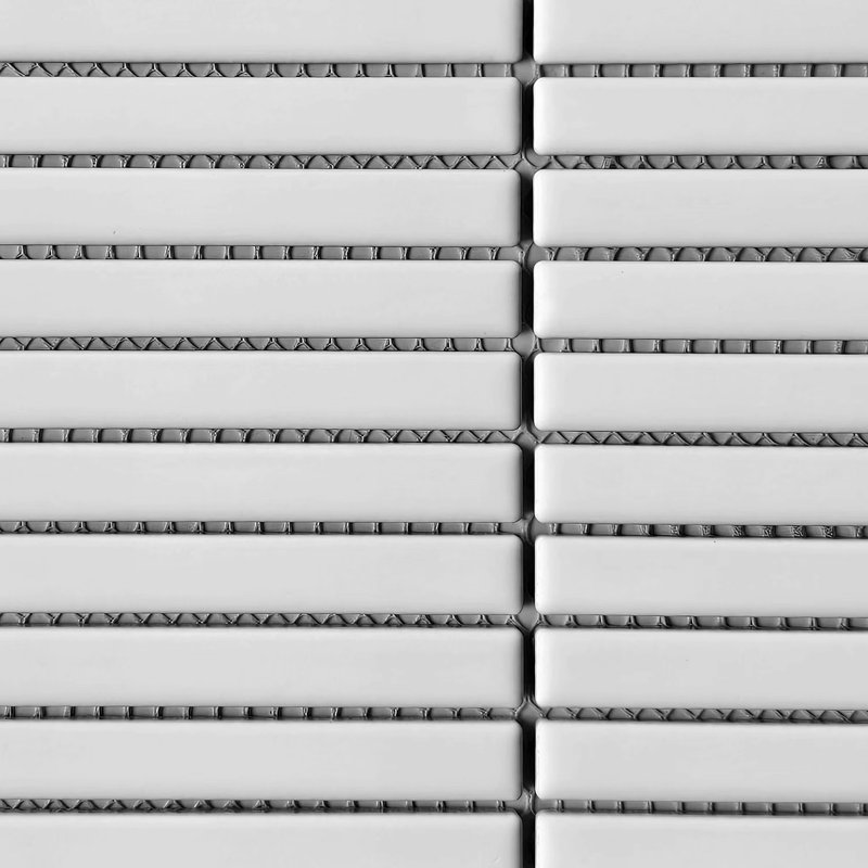 Porcetile 11.2 in. x 11.91 in. Stacked Porcelain Mosaic Wall and Floor Tile, Glossy White