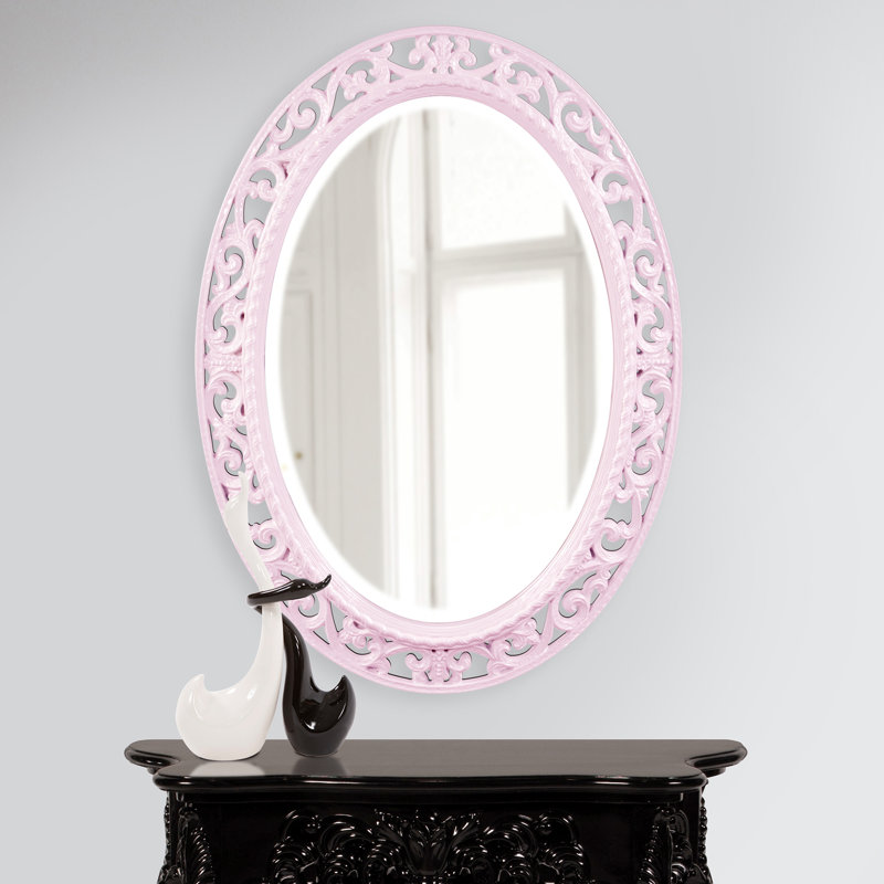 Hillpoint Traditional Ornate Oval Beveled Accent Mirror, Lilac