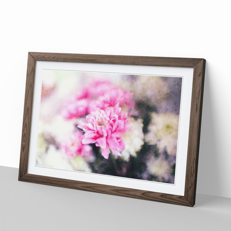 Pink and White Flowers - Framed Print, 48cm H x 65cm W x 2cm D, Walnut Framed