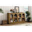 Buffet Old Pine avec 4 portes en verre. Style arqué à la mode. Espace de rangement copieux. Tablettes réglables. Fabrication robuste. Capacité de soutien de 200 lb. Capacité de 52 po. 250 en bas-2022217449
